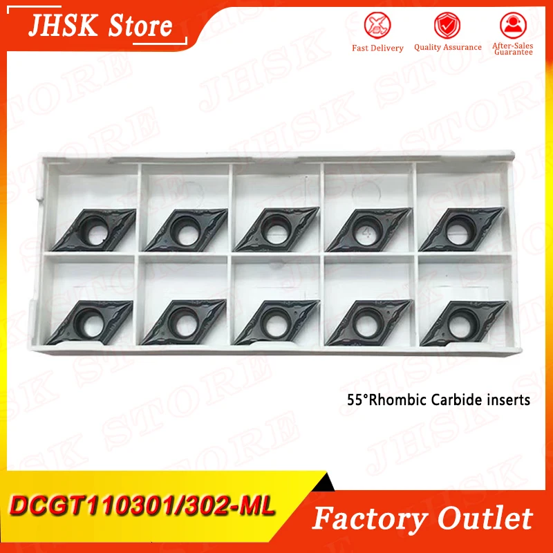 

10pcs 55°Rhombic Carbide inserts DCGT110301/302-ML Turning inserts Finish Turned and Ground Stainless Steel Boring Insert