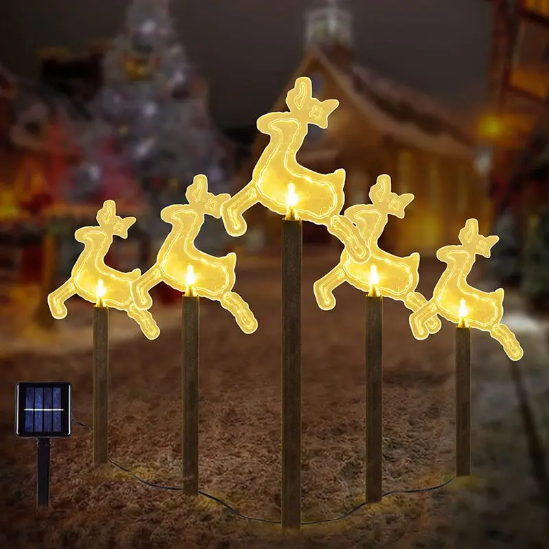 

5 Pack Reindeers Solar Garden Stake Light Solar Christmas Light Outdoor Solar Landscape Light Solar Lawn Lamp For Xmas Party