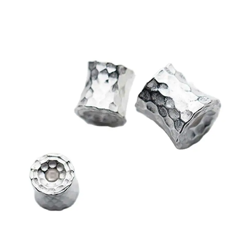 925 Sterling Silver Concave Bucket Beads 9mm 11mm 12.5mm Handmade Barrel Spacer Beads DIY Jewelry Making Women Men Bracelets