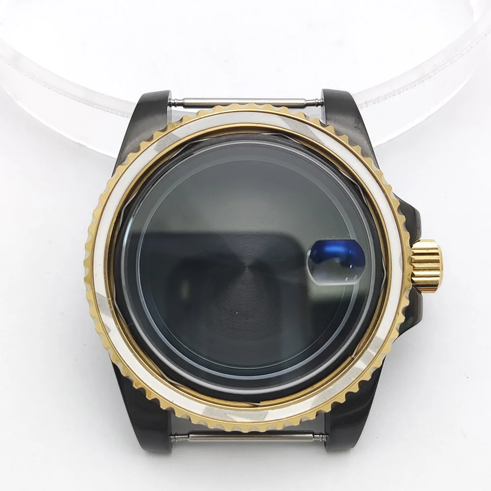 Cassa per orologio in oro/nero/argento da 40 mm vetro zaffiro per movimento Nh34 Nh35 Nh36 8215 Eta2824 quadrante da 28,5 mm cassa Yacht-Master