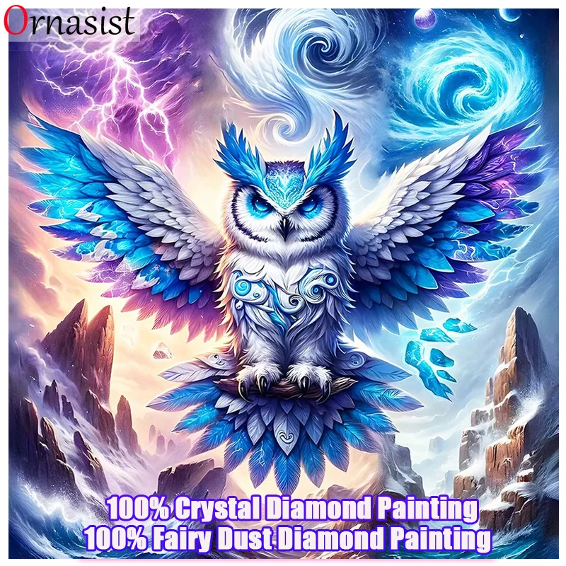 

Full Fairy Dust Diamond Painting Owl Animal Crystal Mosaic Needlework Diamond Embroidery Fantasy Rhinestones Pictures Home Decor