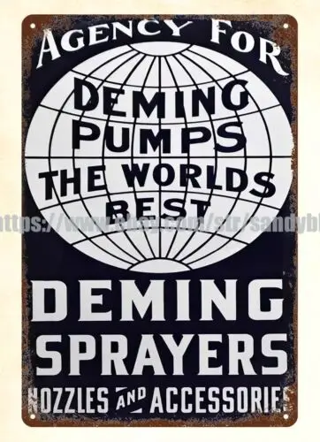 Deming pumps sprayers nozzles accessories metal tin sign garage shop wall