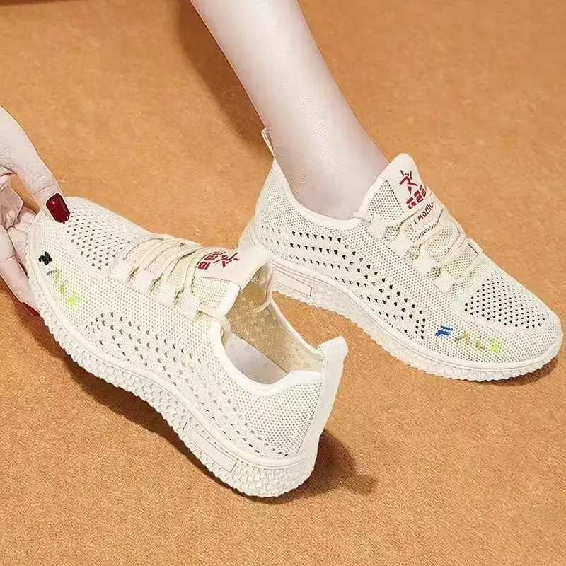 

Comfortable Women's Shoes Soft Soled Mesh Shoes for Women Breathable Flying Weaver Women's Shoes Light Lace-up Women's Sneakers