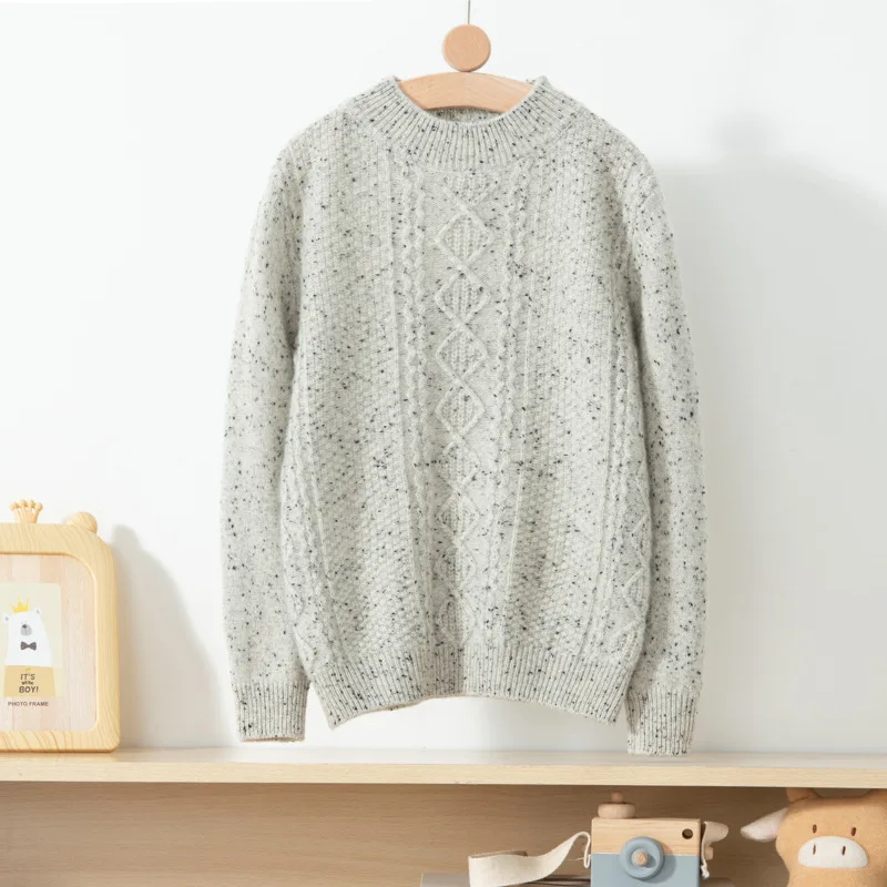 

Childrens 100% cashmere knitted sweater Heavy Industry Thickened Boy and Girl Cashmere sweater Solid round neck cashmere sweater