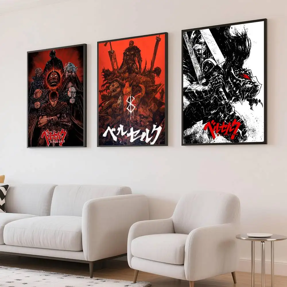 أنيمي BERSERK ملصقات عتيقة لزجة ريترو كرافت ورقة ملصق DIY غرفة بار مقهى Kawaii غرفة ديكور