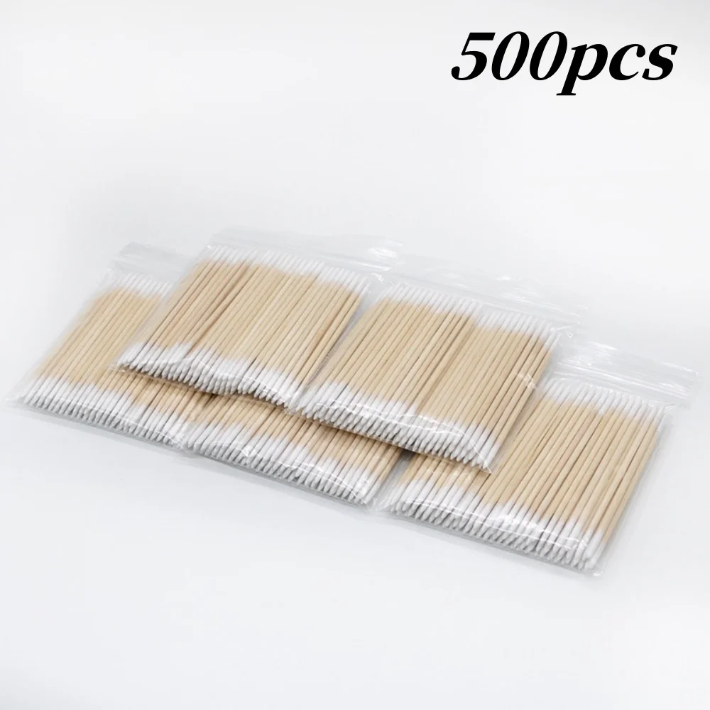100/300/500 Nagels Houten Tip Katoen Stok Knoppen Wegwerp Ultra-Detail Corrector Nagellak Remover Schone Sticks manicure Gereedschap