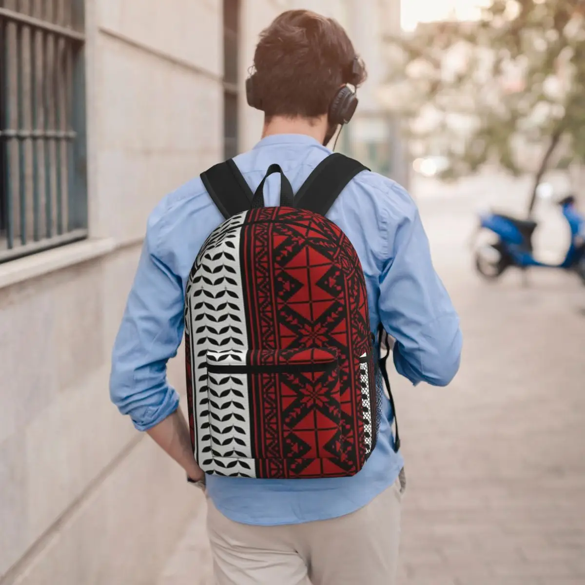 

Arabic Folk Kufiya Hatta Traditional Keffiyeh Pattern Backpack Student BookBag School Bag Computer Shoulder Bags for Men Women