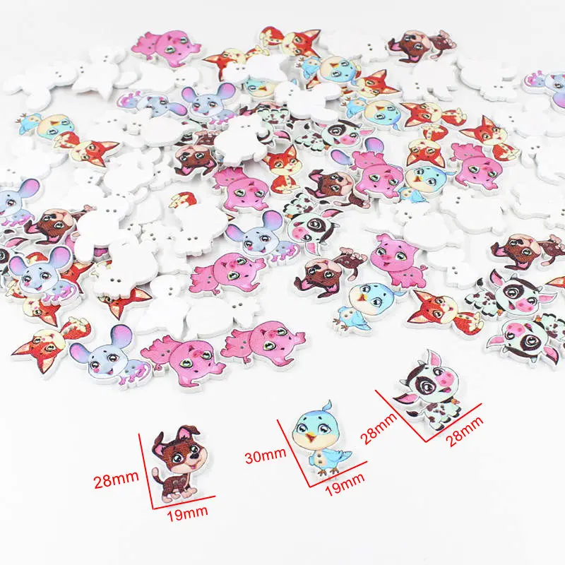 50pcs Mix Cute owl Wooden Buttons for Kids,Sewing Accessories,Garment Buttons or Home decoration  Puppy Shape Buttons