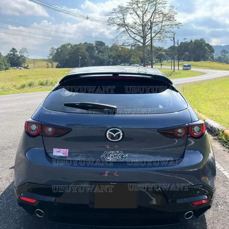 Real Carbon Fiber / Frp Sports Car Rear Roof Double Dual Spoiler Wing For Mazda 3 Axela Hatchback 2020