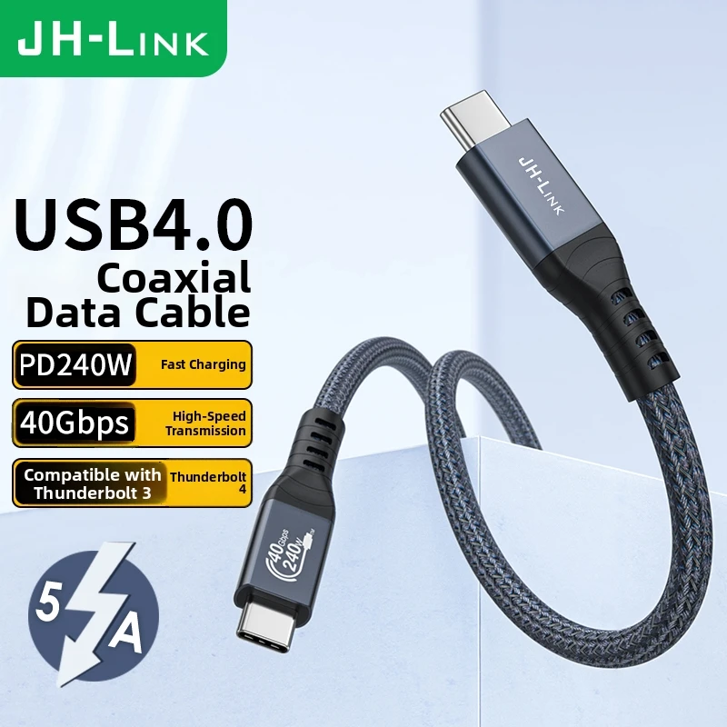 JH-Link USB4.0 Cable 40Gbps 240W PD Fast Charge 8K@60Hz Video Compatible with Thunderbolt 3/4 for MacBook