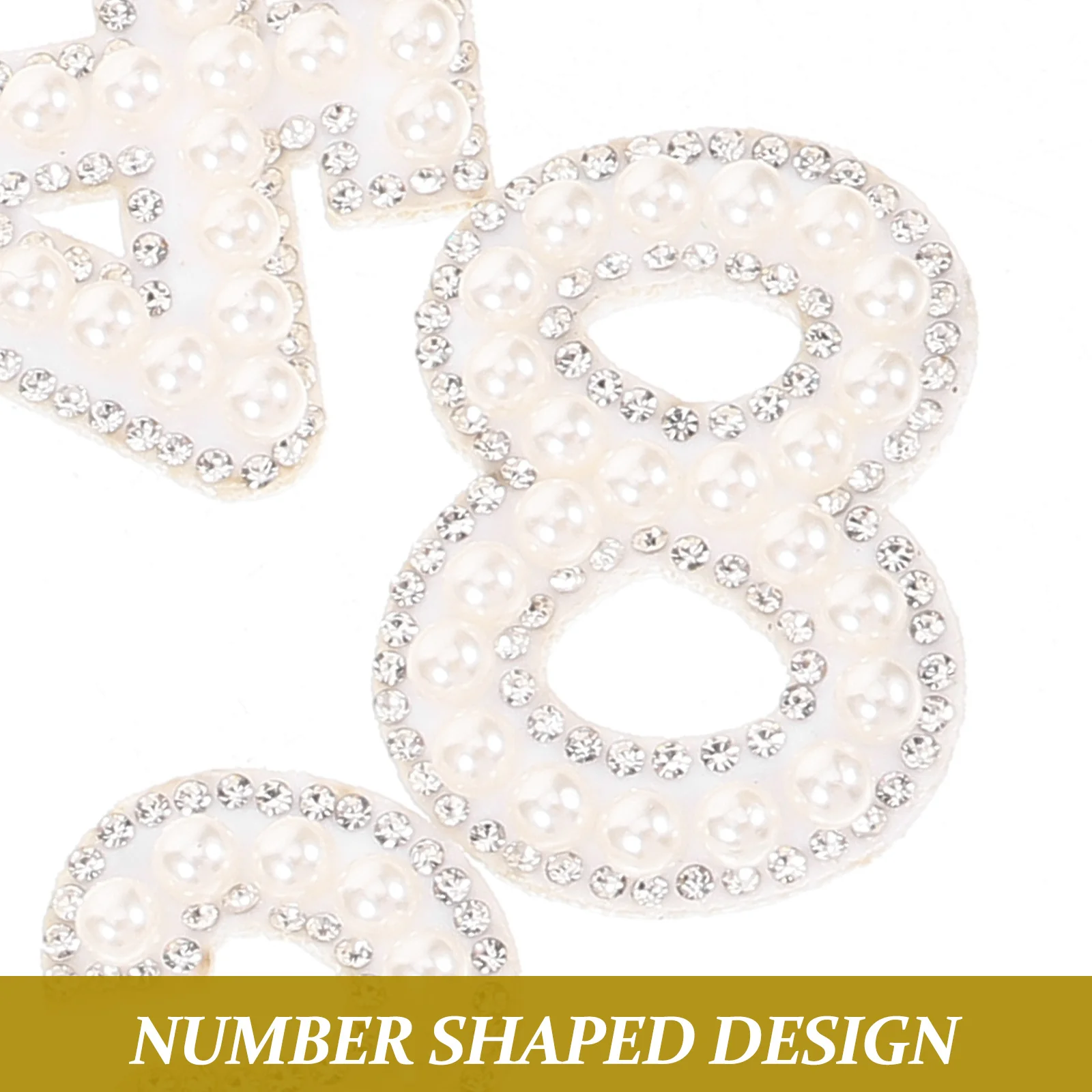 

20pcs Rhinestone Pearl Iron On Patches Bling Decorative Clothing Shoes Bags Durable Diy Transfer Numbers For Coats