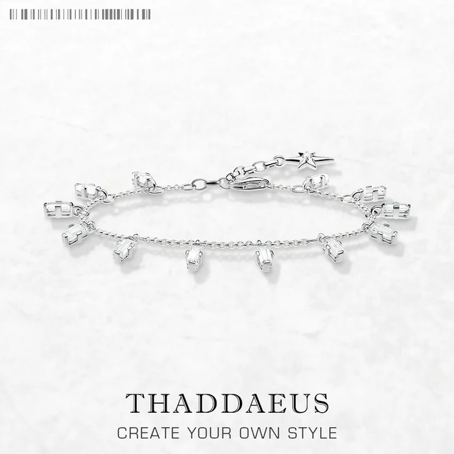 Bransoletka Kątowe kamienie z bagietką 925 Sterling Silver Elegancka biżuteria Europa Kobiety Modny prezent
