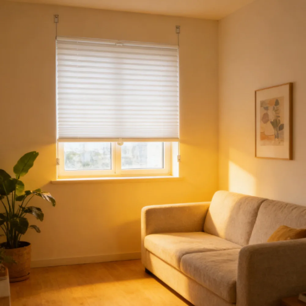 Thermal Curtain Pleated Blinds Living Room Light Filtering Heat Insulation No-drill Design Metal Clip Mounting