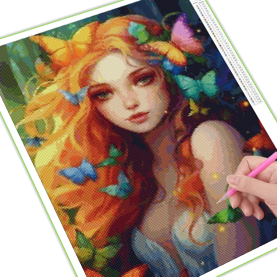 Diamond Painting New Butterfly Fairy Mosaic Art Full Drill Diy Rhinestone Embroidery Cartoon Elves Picture Wall Decor AA5350