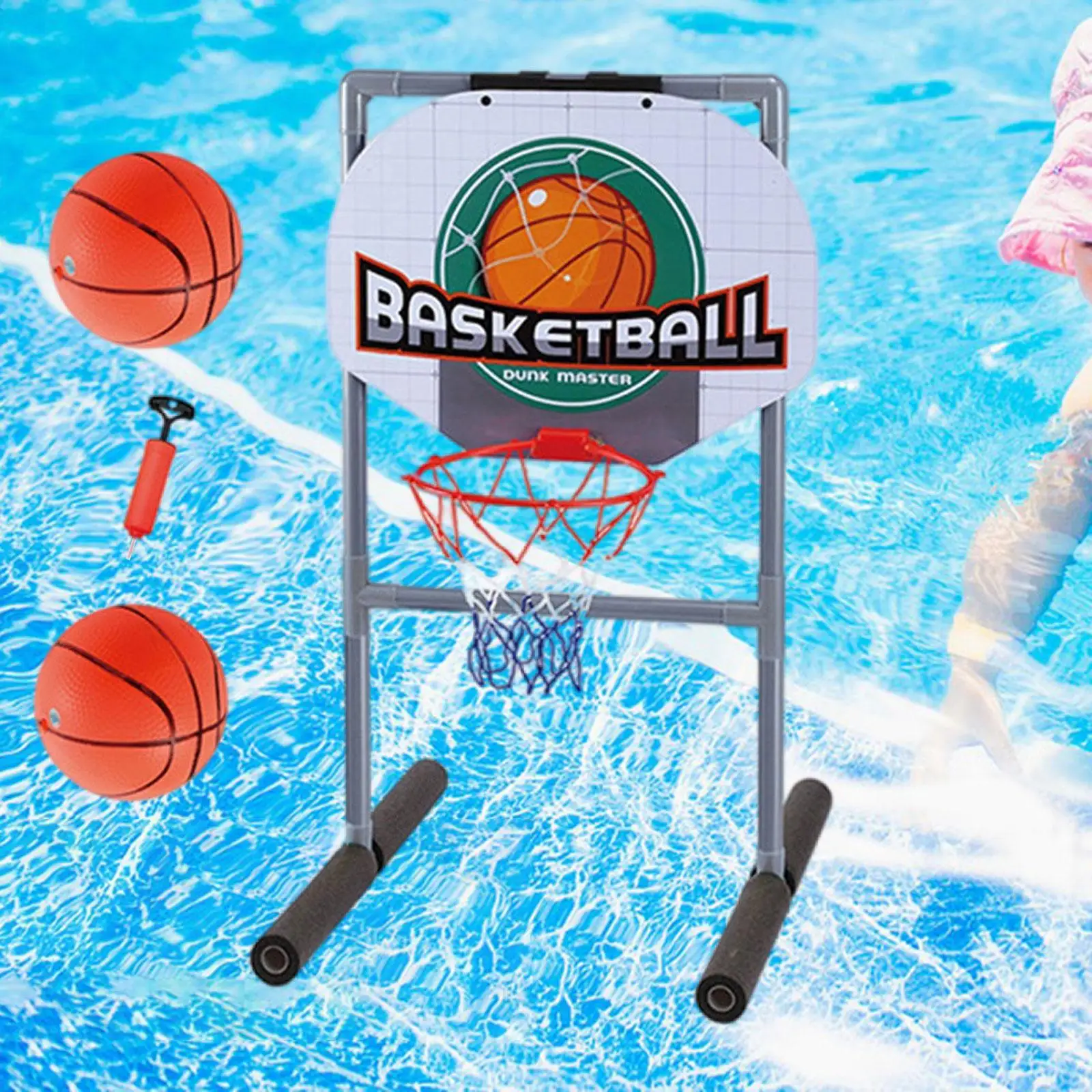 

Floating Pool Basketball Hoop Portable Exercise Gift Pool Games Toys with 2 Basketballs for Games Play Indoor Basketball Adults