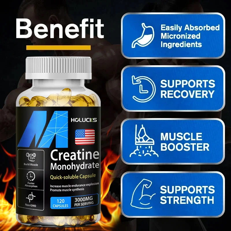Buy 1 Get 1 Free! Pure Creatine Monohydrate Supplement, for Muscle Growth, Strength & Performance, Enhances Cognitive Function