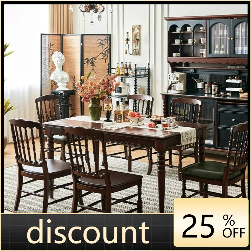 LTT antique dining table all solid wood with drawers rectangular dining table home dining room table and chairs