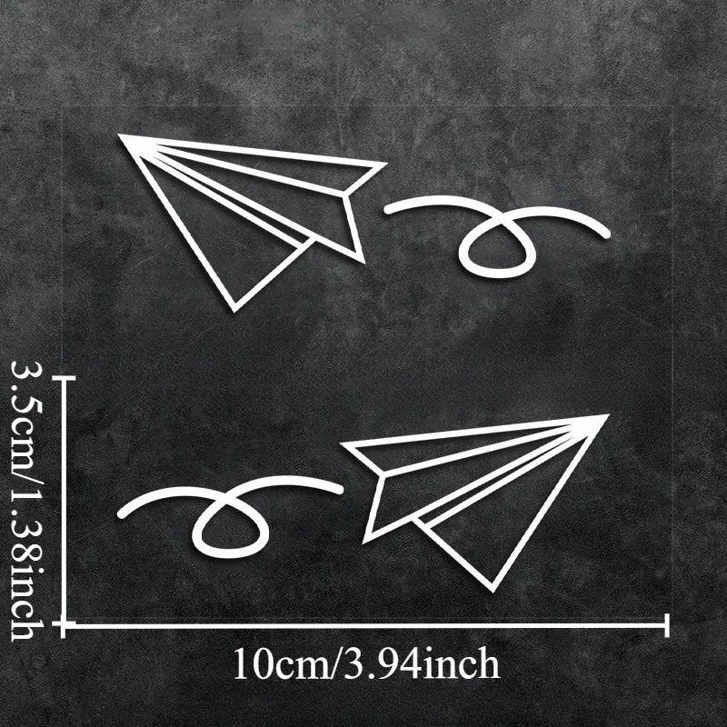 1Pair Minimalist Paper Plane Vinyl Stickers, Waterproof Black Line Art Decals for Bike Frame, Motorcycle & Car Decor