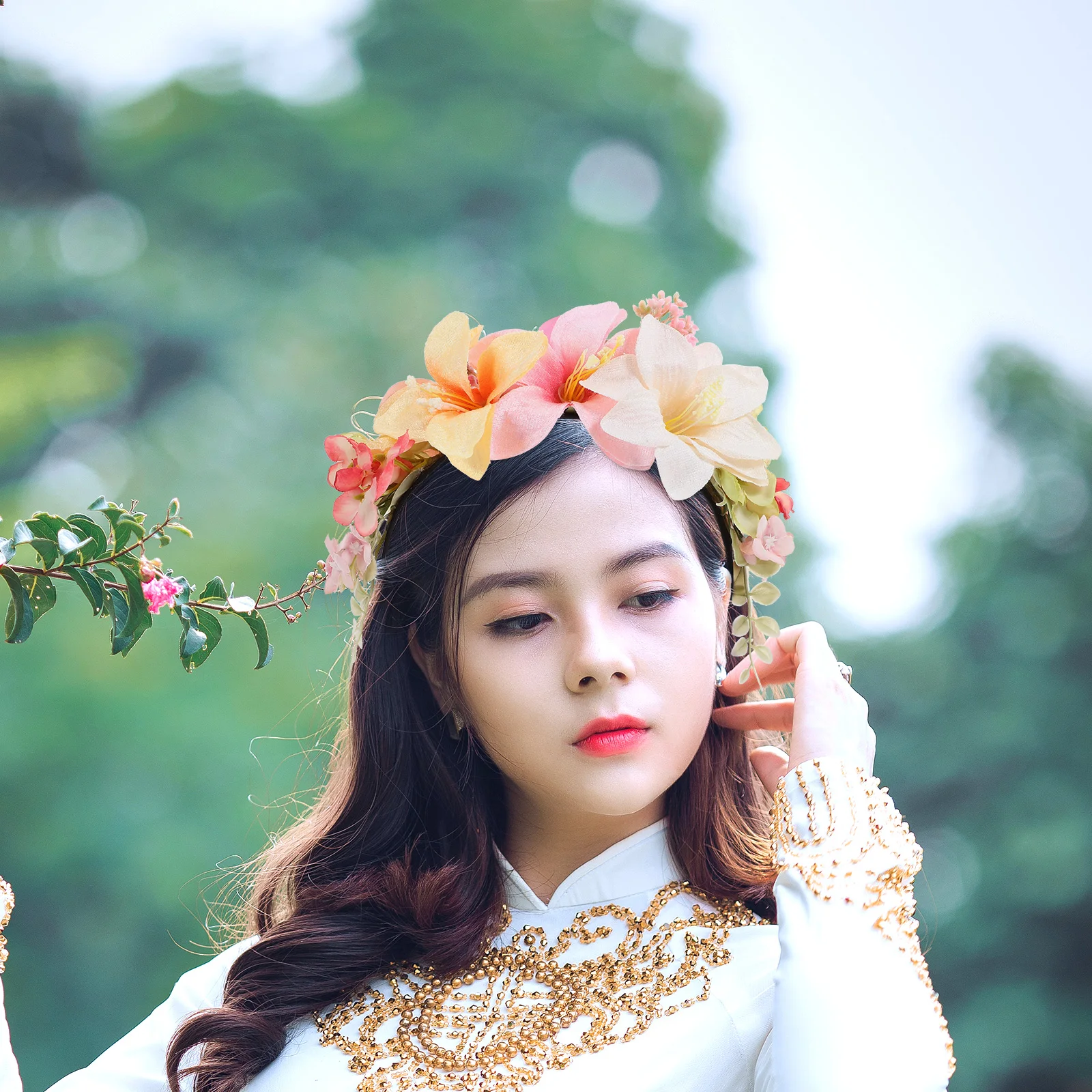

Floral Headband Beautiful Flower Hair Band for Women Teens Wedding Party Photo Props Valentine Headbands Flower Headbands