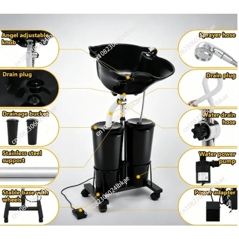 

Vertical movable shampoo basin hair salon hairdressing shop inclined shampoo sink elderly pregnant women electric double barrel