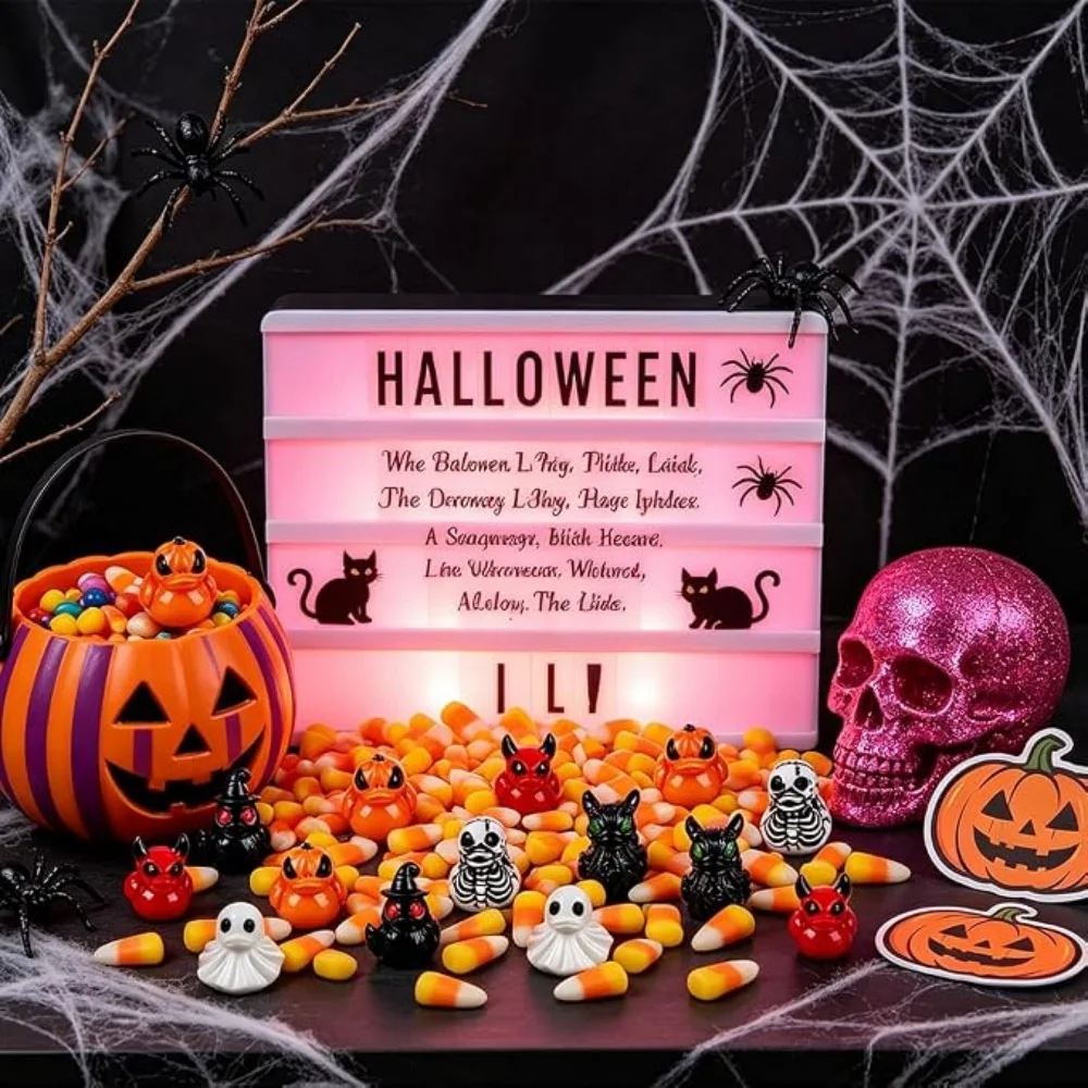 10/100 Stück Halloween Mini-Enten-Figuren, Teufel-Geist-Schädel aus Kunstharz, Winzige Gruselige Statuen, Großpackung für Party-Dekoration und Geschenke – Detail 10