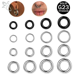 ZS 1 PC F136 G23 Titanium Hoop Septum Ring 2-12G Round Large Gauge Earring 8-16MM 2 Colors Ear Expander Flesh Stretcher Jewelry