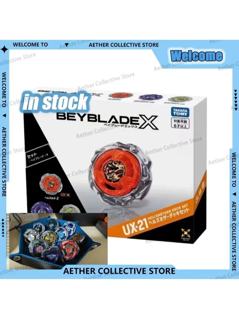 auf Lager: Beyblade X UX-21 Hells Nether Deck Set, UX-02, Anime-Accessoire, Sammelmodell, Spielzeug, Hobbyartikel, trendiges Geschenk für die Feiertage.