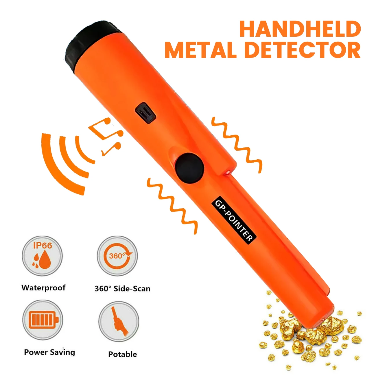 Cacciatore di tesori Metal Detector portatile Pinponter Puntatore Sonda Rilevatore d'oro Individuazione della sensibilità regolabile impermeabile