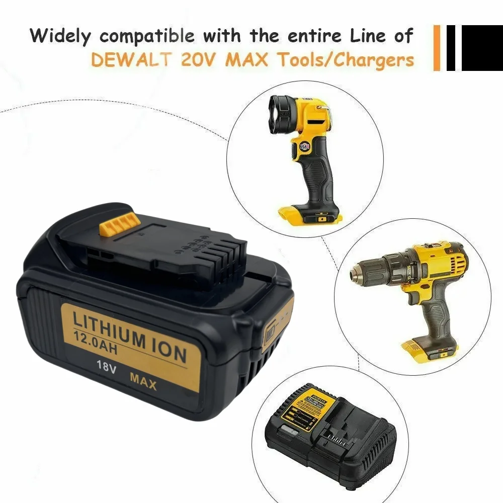 Batería de herramienta eléctrica de 20V/60V, 12000mAh, MAX DCB200, para Flexvolt, Dewalt DCB606, DCB205, DCB206, DCB209, DCB182