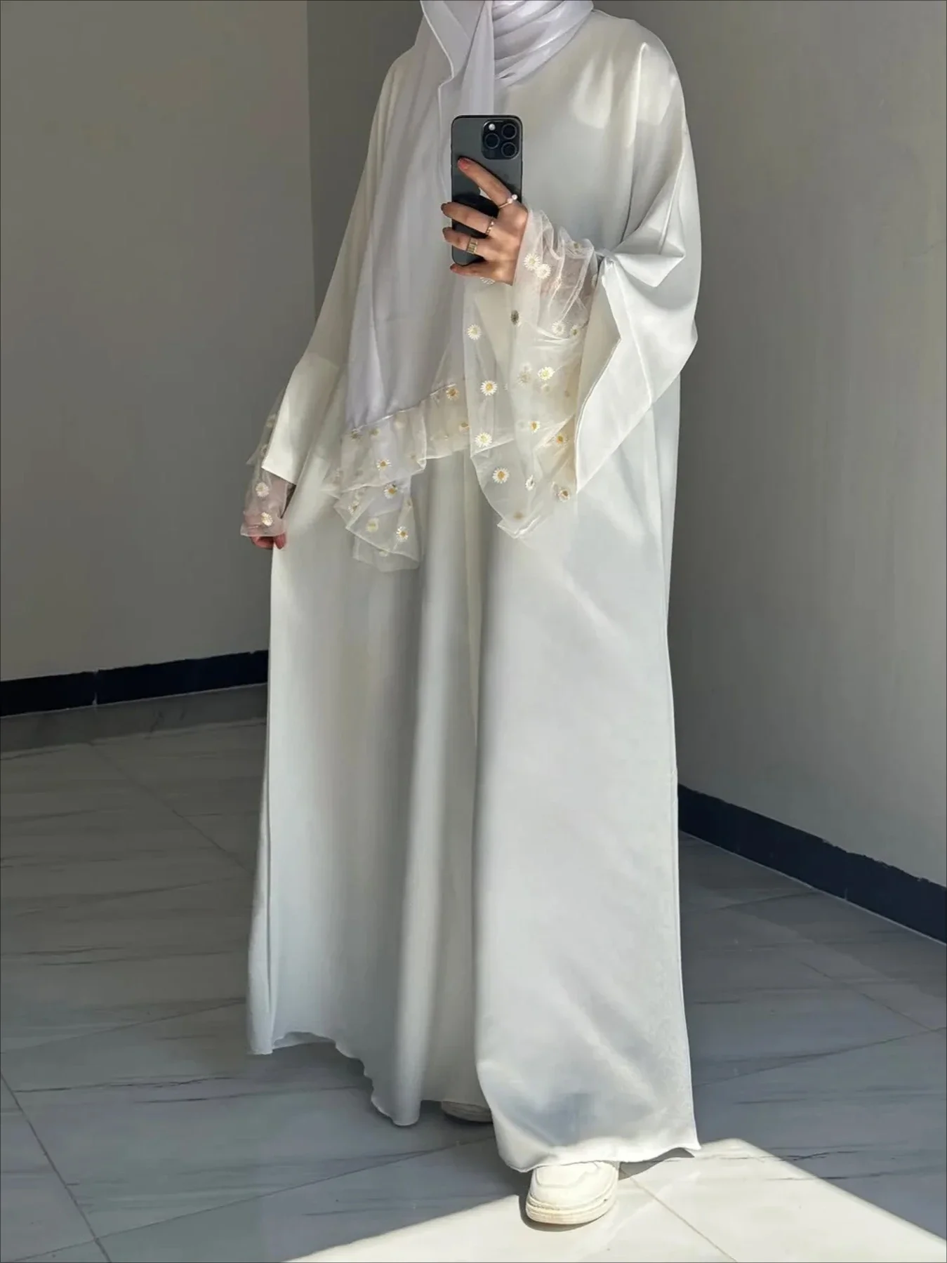 

Muslim Abaya Women Lace Sleeve Nida Caftan Abayas Dubai Modest Dresses Morocco Kaftan 2025 EID Cardigan Summer Long Robe