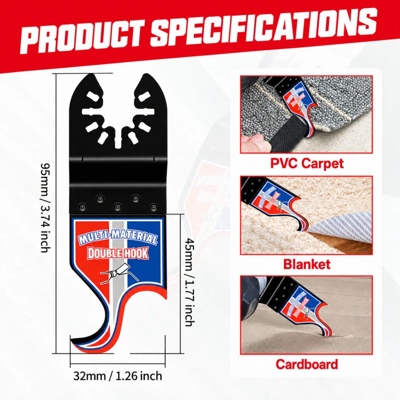 5Pcs Oscillating Multi-Tool Blades, Curved Hook Special-Shaped Hook Knife for Power Tools