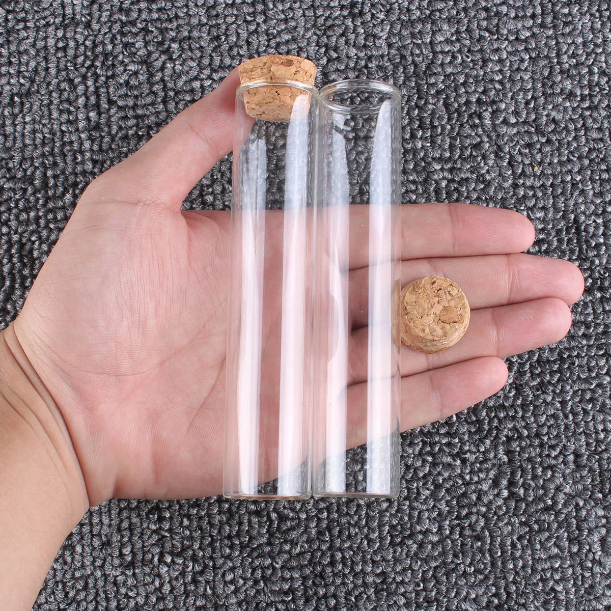 5 Pieces 50ml Test Tubes with Cork Stopper 25*120mm Glass Tubes Terrarium Spice Jars Bottles Vials for Craft Lab Accessory DIY