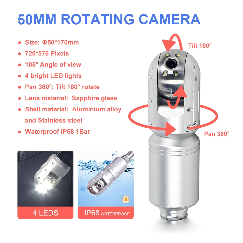MYT Wopson Camera 360 Crawler Robot Borehole Inspection Deep Water Well Inspection Drain Camera Pipe Inspection Sewer Drilling
