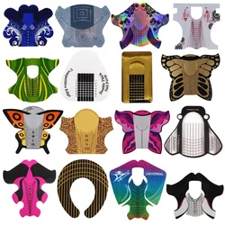 50Pcs Bee/Butterfly/Horseshoe Professional Nail Form Sticker French Tips Extension Builder Acrylic Gel Guide Mold Manicure Tool