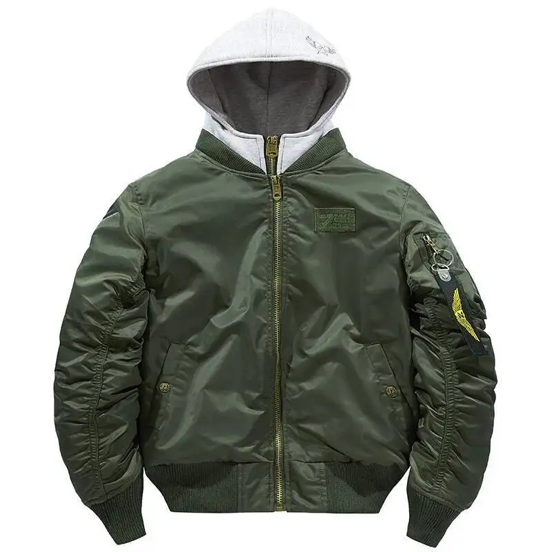 

Зимняя толстая куртка-бомбер с капюшоном, мужская военная ветровка с несколькими карманами, пальто ВВС, мужские осенние уличные бейсбольные куртки