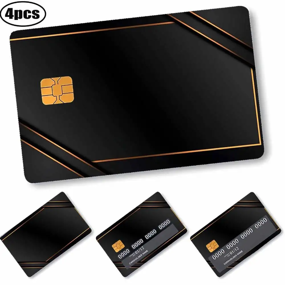 Golden Frame Black Background Credit Card Skin Sticker Glossy PVC Decal For Debit ATM Banking Cards