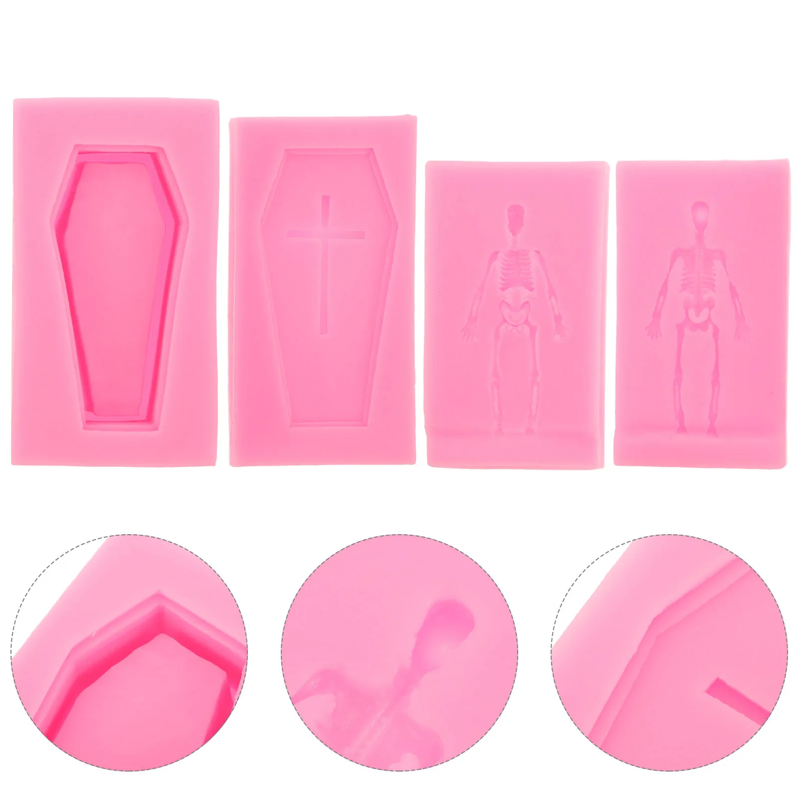 

4Pcs Creative Mold Silicone Halloween Coffin Shape for DIY Scented Candles Making Smooth Finish No Polish Needed