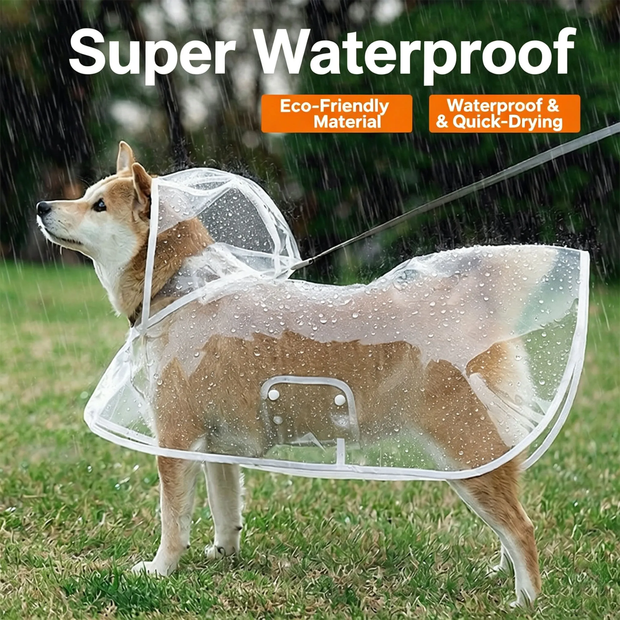 Pet Raincoat Transparent Dog Raincoat Waterproof And Windproof Pet Clothing Large-Sized Dog Clothing