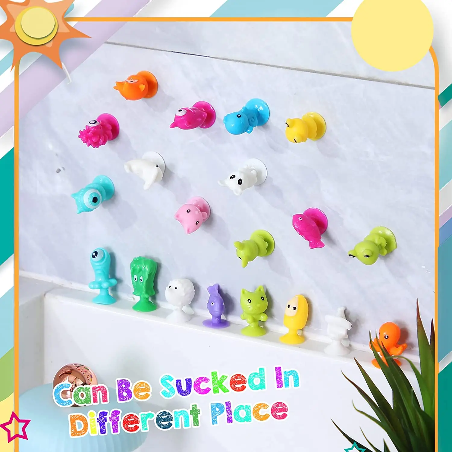 30pcs/lot Mini Sucker Dolls Marine Land Strange Animal Cupule Suckers kids Action Toy Capsule Model Suction Cup Puppets