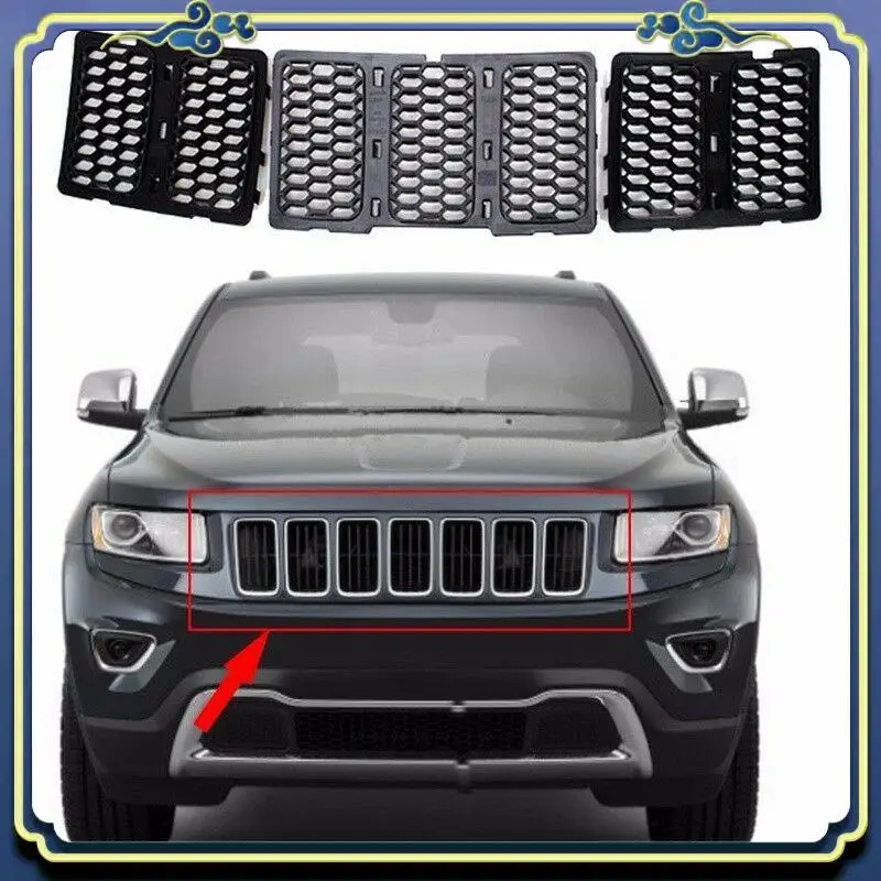 

AU16-Car Black Front Grille Inserts Trim Mesh Kit For Jeep Grand Cherokee 2014-2016