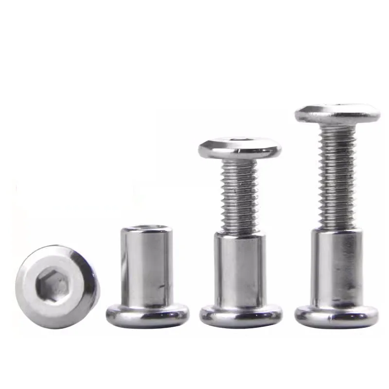 M3 M4 M5 M6 304 Stainless Steel Hexagon Socket Flat Head Edge Chamfer Locking Splint Screws Bolts and Nuts Set for Furniture