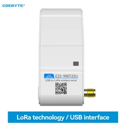 Lora-módulo inalámbrico de 868.125MHz, 915MHz, CDEBYTE, E22-900T22U, con antena, 22dbm, LBT, RSSI, larga distancia, 5Km, USB, baja potencia