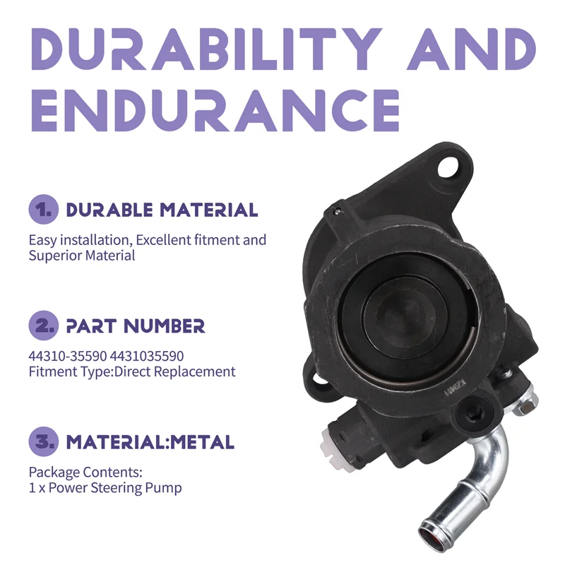 

Lasting 44310-35590 Car Hydraulic Power Steering Pump For Toyota Land Cruiser 4Runner Hilux 1984-2020 4431035590