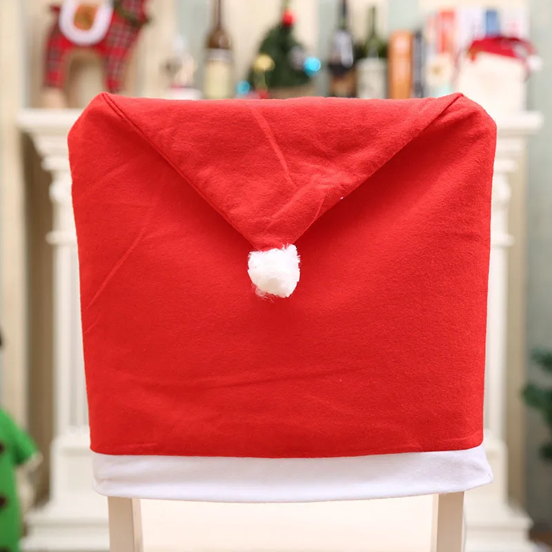 

Red Non-Woven Printing Christmas Chair Seat Back Cover Tablecloth Dinner Party Decoration Dining Table Atmosphere Arrangement