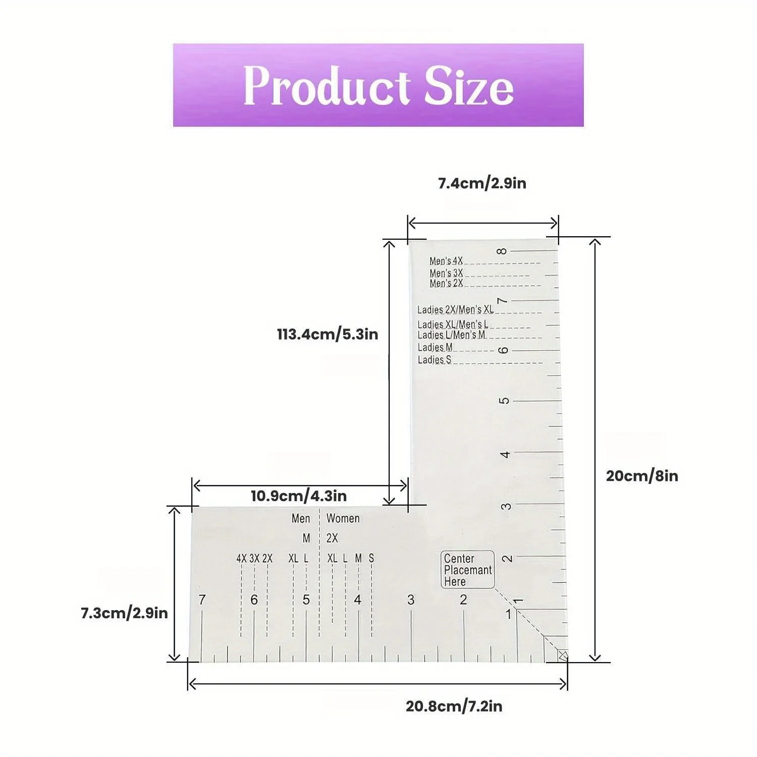T-Shirt Guide DIY Creative Tool, Acrylic Material, Front and Back Measurement Design, Left Chest Logo Placement Sewing Ruler