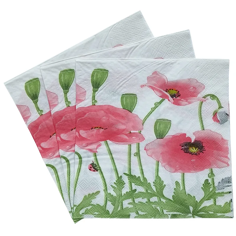 20Pcs/Set Vintage Flower Rose Butterfly Paper Napkins Table Decoration Disposable Tableware Wedding Party Paper