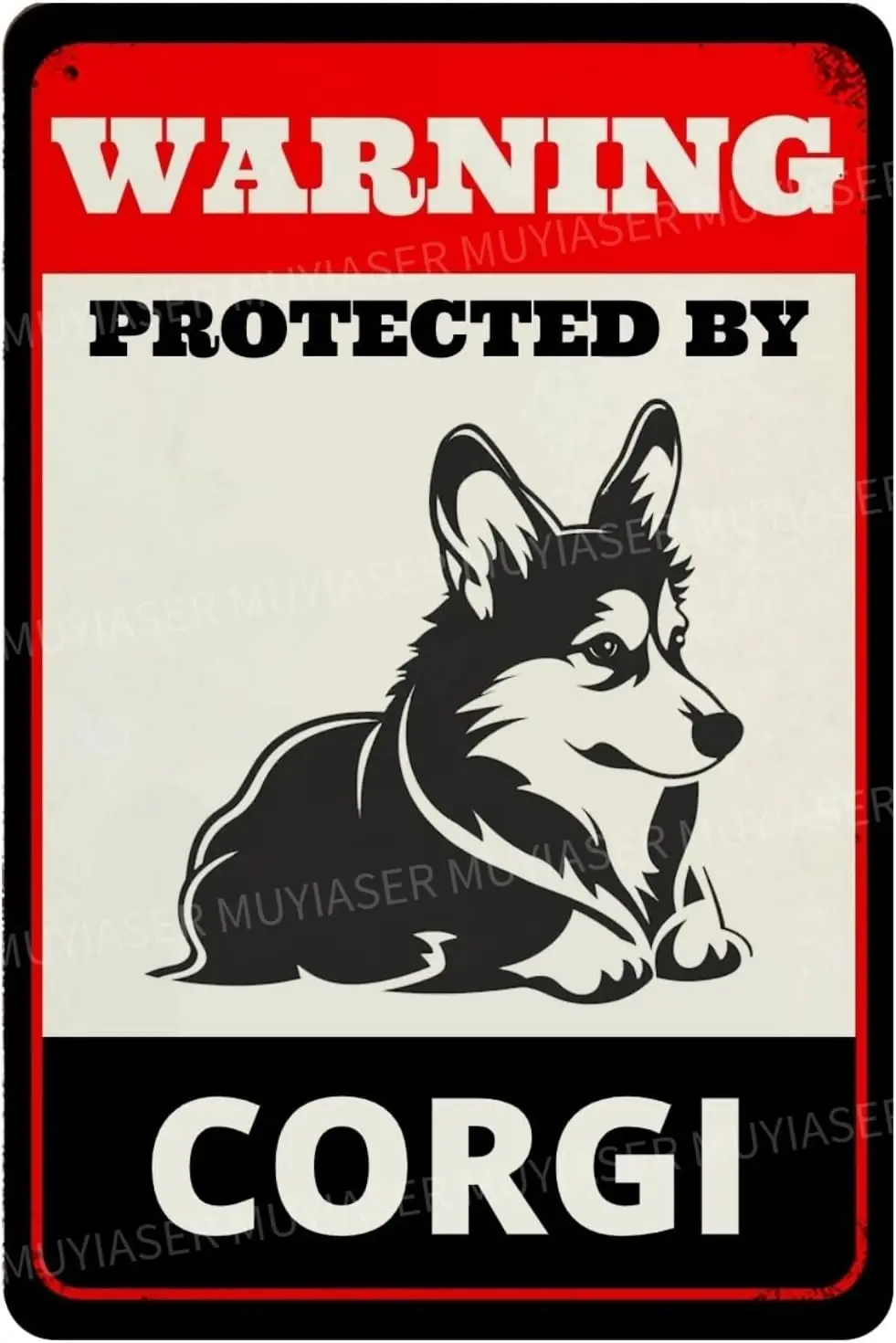Beware of Dog Sign For Fence Warning Protected By Corgi Aluminum Metal Tin Signs Outdoor Yard Sign Warning Sign For Yard Ho sign