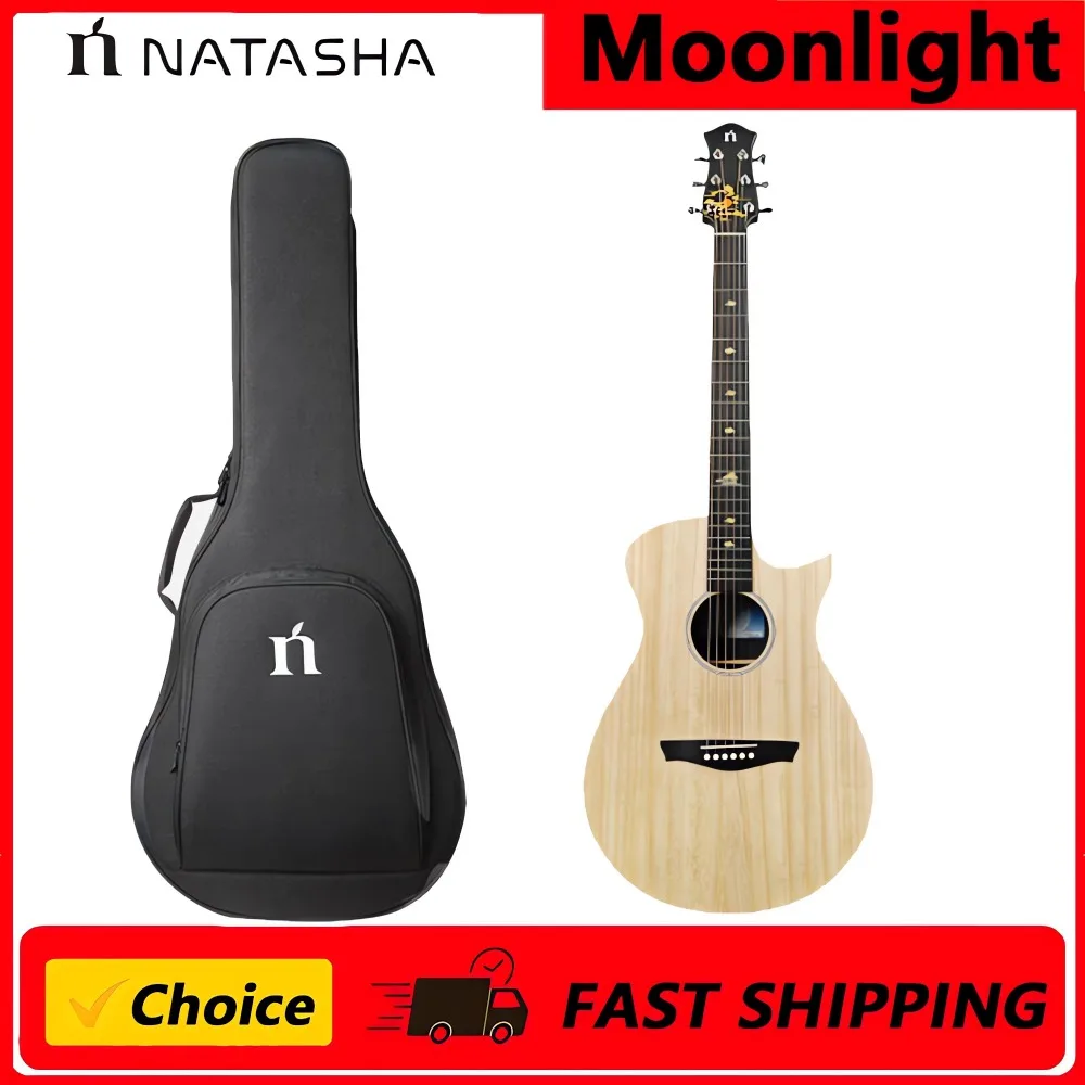 

Акустическая гитара Natasha Moonlight Paulownia Wood Veneer с усилителем для начинающих, студентов, мужчин и женщин