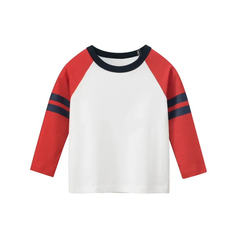 2025 Spring Autumn New Children's Clothing Boys Long Sleeve Cotton T-shirt Stripe Tops Patchwork Fashion Kids Shirt Clothes