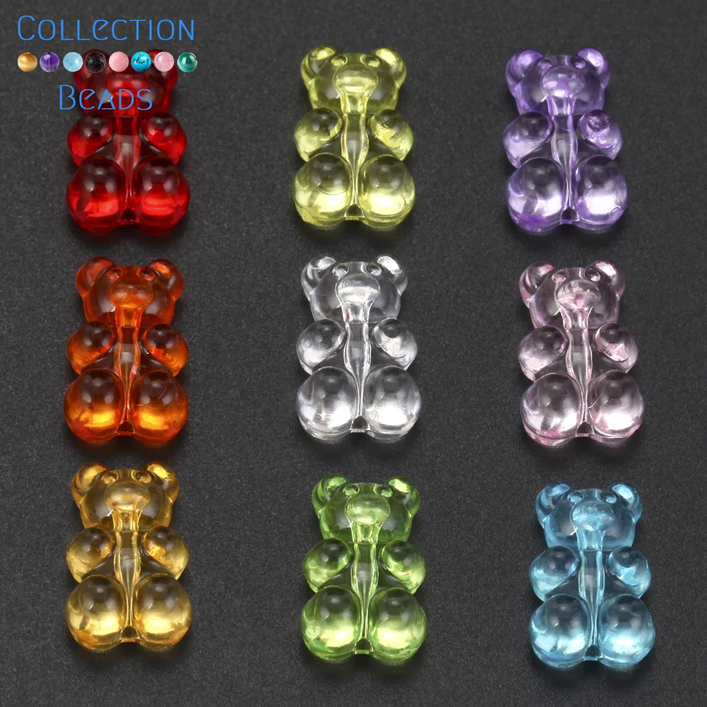 10pcs 12x18mm Colorful Acrylic Transparent Small Bear Shape ​Beads For Jewelry Making Supplies Handmade DIY Necklace Bracelets